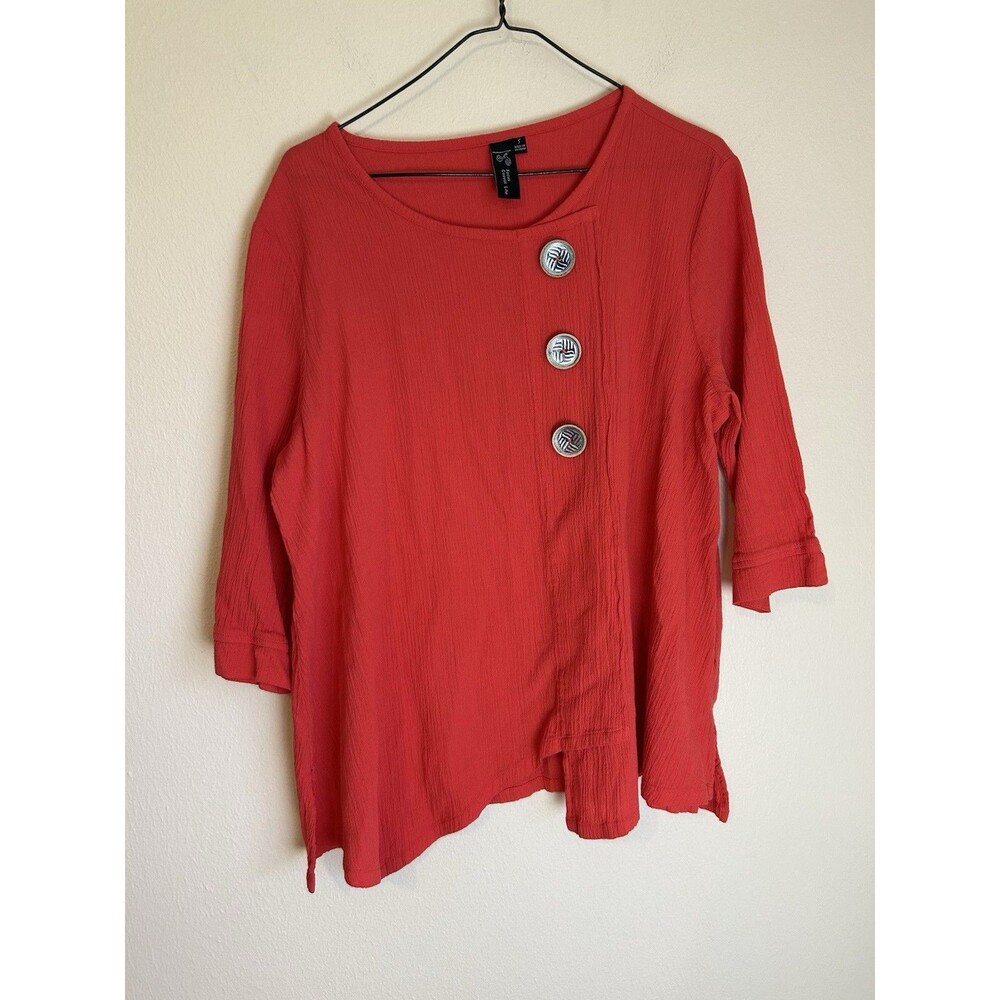 Focus Casual Life Top Women Small Red Gauze Lagenlook Casual Basic Asymmetrical